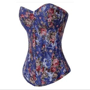 Blue denim floral corset